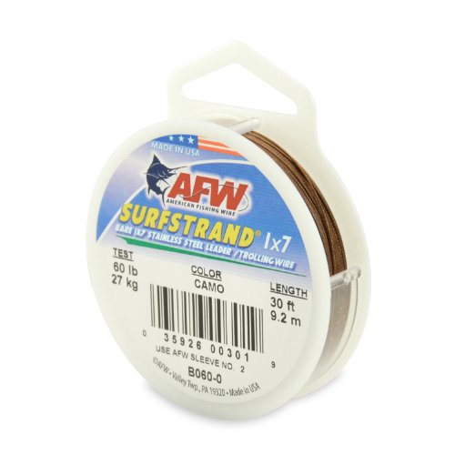 【中古】【未使用・未開封品】アメリカの釣りワイヤーＳｕｒｆｓｔｒａｎｄベア１Ｘ７ステンレスリーダーワイヤー、迷彩ブラウン色、４０ポンドテスト、３００フィート