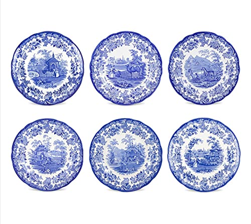【中古】【未当て嵌める・未開封品】Spode Blue Room Zoological Plates, Set of 6 Assorted Motifs by Spode