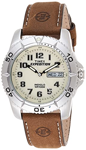 【中古】【未当て嵌める・未開封品】Timex Mens Expedition Brown Leather Sport Watch