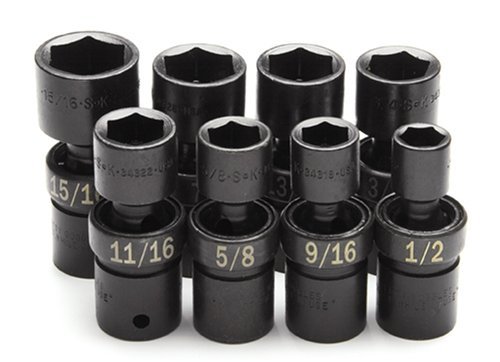 【中古】【未使用・未開封品】SK Hand Tool 34301 8 Pc.0.5 in. Drive 6-Point Swivel Fractional Impact Socket Set