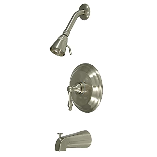 【中古】【未使用・未開封品】(Satin Nickel) - Kingston Brass KB3638AL Restoration Tub and Shower Faucet with Metal Lever Handle, Satin Nickel
