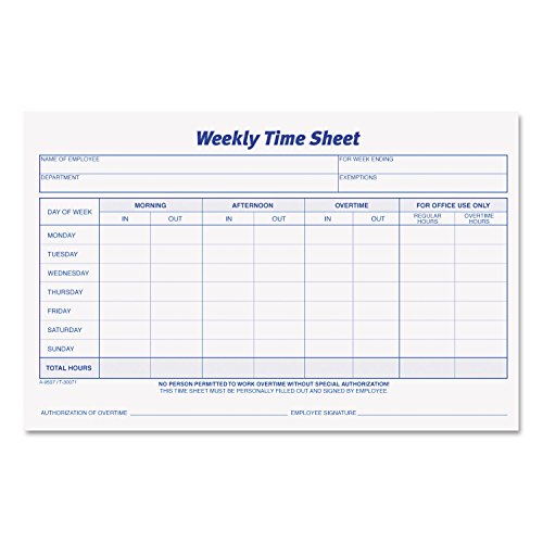 【中古】【未使用・未開封品】TOPS Weekly Employee Time Sheet, 22cm x 14cm, 100 Sheets per Pad, 2 Pads/Pack (30071)｜AJIMURA-SHOP