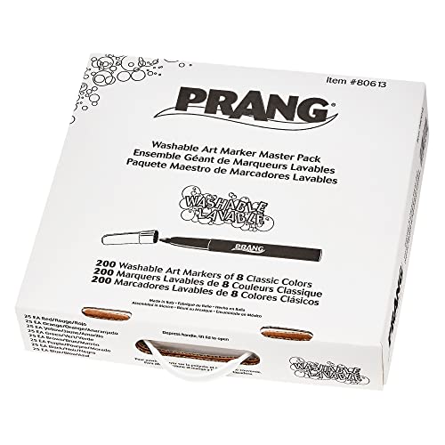 【中古】【未当て嵌める・未開封品】(Set of 200) - Prang Washable Art Markers, Bullet Tip, 8 Assorted Colours, 200 Count (80613)