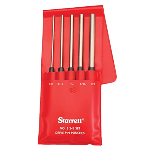 【中古】【未使用・未開封品】Starrett S248PC Extended Length Drive Pin Punch, 1/8-3/8 Pin Diameters, 8 Overall Length, 3-1/2 Pin Length, In Red Vinyl Pouch (Pack of｜AJIMURA-SHOP