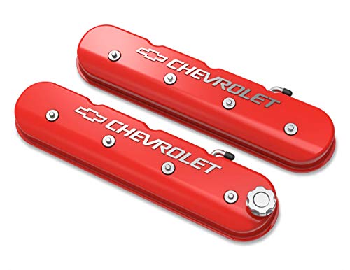 【中古】【未使用・未開封品】Holley 241-404 Tall LS バルブカバー ロゴ入り レッド 機械仕上げ