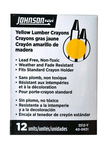 【中古】【未使用・未開封品】Johnson Level & Tool Lumber Crayons, Yellow, 12-Pack #3512-Y by Johnson Level & Tool|AJIMURA-SHOP