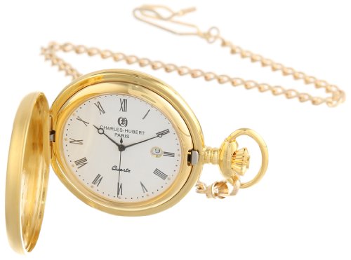 【中古】【未当て嵌める・未開封品】Charles-Hubert, Paris Gold-Plated Quartz Pocket Watch