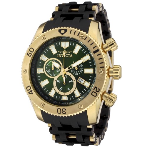 【中古】【未当て嵌める・未開封品】Invicta Men\u0027s 0141 Sea Spider Collection Chronograph Green Dial Polyurethane ...