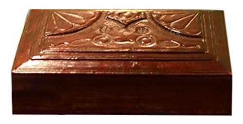 【中古】【未使用・未開封品】Wood and leather jewellery box, African Fan\' - Leather Jewellery Box