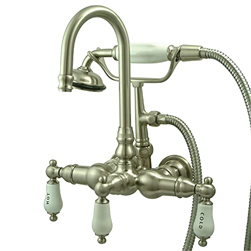 【中古】【未使用・未開封品】Kingston Brass CC9T8 Vintage Leg Tub Faucet with Hand Shower, Satin Nickel by Kingston Brass|AJIMURA-SHOP