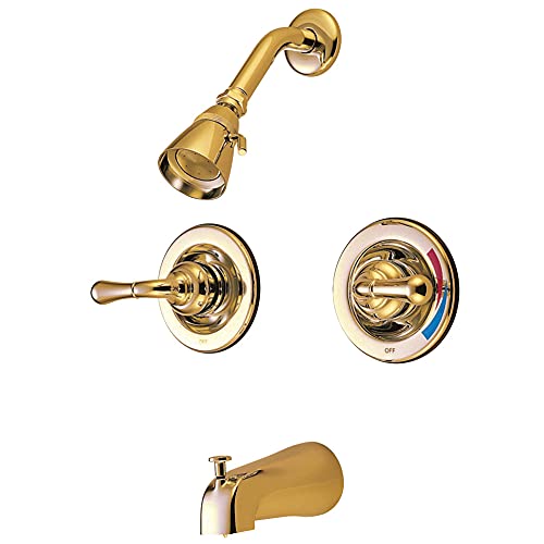 【中古】【未使用・未開封品】Kingston Brass Kb672 Twin Handles Pressure Balanced Tub And Shower Faucet With Volume Control - Polished Brass Finish