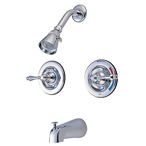 【中古】【未使用・未開封品】Kingston Brass KB661AL Twin Handle Tub & Shower Faucet Pressure Balance With Volume Control - Polished Chrome [並行輸入品]