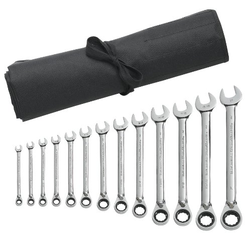 【中古】【未当て嵌める・未開封品】GEARWRENCH 9509R 13ピースリバーシブルコンビネーションラチェットレンチセットSAE - レンチロール
