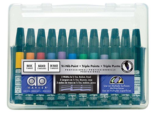 【中古】【未使用・未開封品】(12 Assorted Basic Colors, Plastic Carrying Case) - Chartpak AD Markers, Tri-Nib, 12 Assorted Basic Colours in Plastic Carrying Case, 1