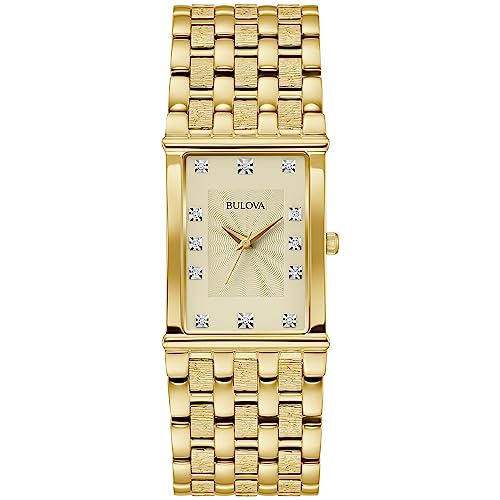 【中古】【未当て嵌める・未開封品】Bulova クラシッククォーツ メンズウォッチ ステンレス鋼スチール写真, ゴールド音の高低, 金剛石 その他-靴