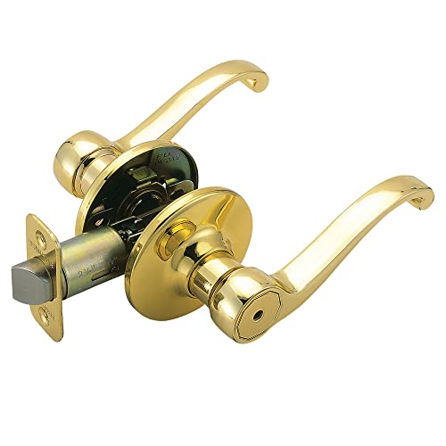 【中古】【未使用・未開封品】Design House 783043 Scroll 2-Way Latch Privacy Door Handle, Adjustable Backset, Polished Brass Finish by Design House