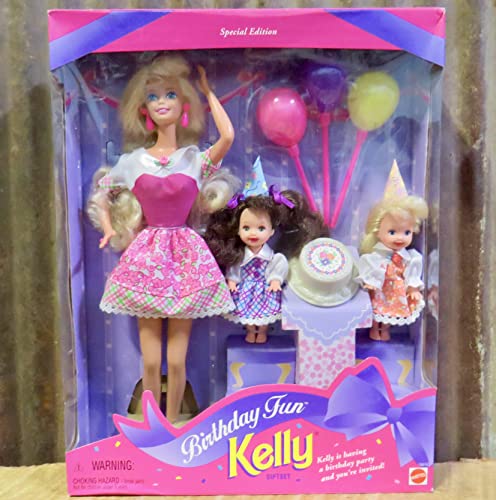 【中古】【未当て嵌める・未開封品】Barbie Birthday Fun KELLY Giftset Special Edition w Barbie, Kelly \u0026 Chelsea Dolls \u0026 Accessories (1996)