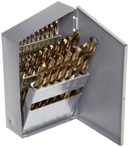 【中古】【未使用・未開封品】Chicago Latrobe 550 Series Cobalt Steel Jobber Length Drill Bit Set with Metal Case, Gold Oxide Finish, 135 Degree Split Point, Inch, 2