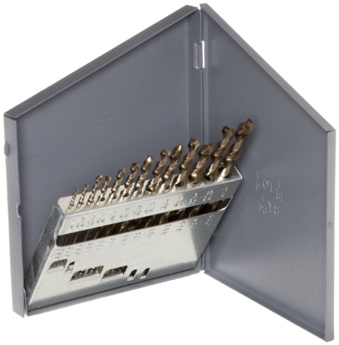 【中古】【未使用・未開封品】Chicago Latrobe 550 Series Cobalt Steel Jobber Length Drill Bit Set with Metal Case, Gold Oxide Finish, 135 Degree Split Point, Inch, 1
