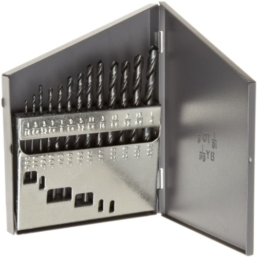 【中古】【未使用・未開封品】Chicago Latrobe 150 Series High-Speed Steel Jobber Length Drill Bit Set with Metal Case, Black Oxide Finish, 118 Degree Conventional Po
