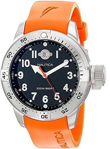 【中古】【未当て嵌める・未開封品】Nautica Watch N14508 BFC Diver Box Set Unidirectional Bezel, Luminous, Calendar, Orange
