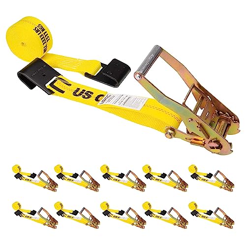 【中古】【未使用・未開封品】US Cargo Control - フラットフックラチェットストラップ - ラチェットタイダウン - 2インチ x 30フィート - イエローラチェットストラップ ブラ｜AJIMURA-SHOP