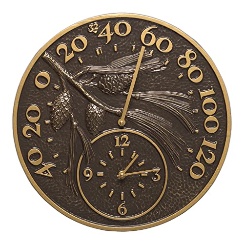 【中古】【未当てはめる・未開封品】Whitehall Products 1790 14 インチ. Pinecone Clock \u0026 Thermometer - French Bronze