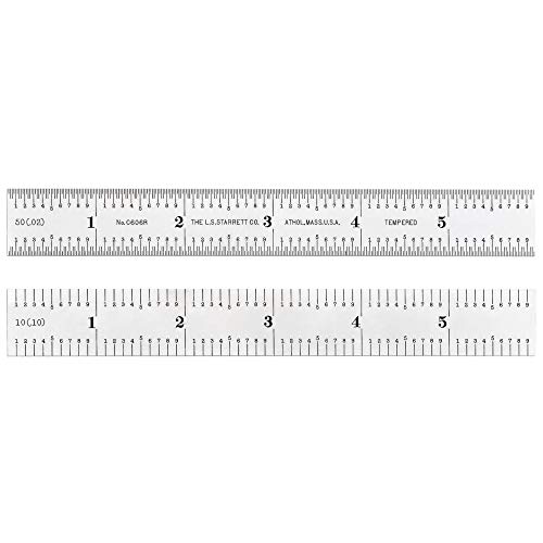 【中古】【未使用・未開封品】Starrett C606R-6 Spring Tempered Steel Rule With Inch Graduations, 6 Length, 3/4 Width, 3/64 Thickness by Starrett
