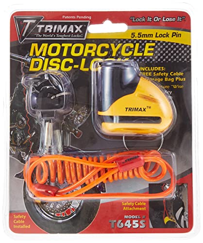 【中古】【未使用・未開封品】Trimax t645s Hardenedメタルディスクロック???イエロー5.5?MMピン( Short Throat ) withポーチ&アラームケーブル｜AJIMURA-SHOP