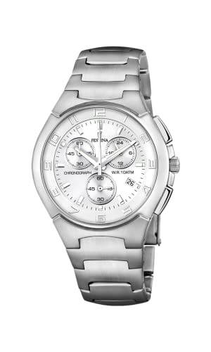 【中古】【未使用・未開封品】Festina Men's Crono Sin Alarma F6698/1 White Stainless-Steel Quartz Dress Watch|AJIMURA-SHOP
