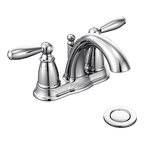 【中古】【未当てはめる・未開封品】Moen 6610 Brantford Two-Handle Low Arc Bathroom Faucet with Drain Assembly, Chrome by Moen [並行輸入品]