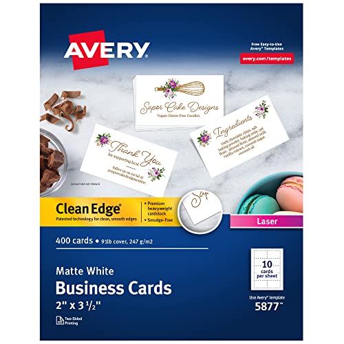 【中古】【未使用・未開封品】Clean Edge Laser Business Cards, 2 x 3 1/2, White, 10/Sheet, 400/Box (並行輸入品)