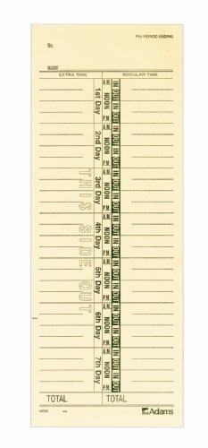 【中古】【未使用・未開封品】Adams Time Cards, Weekly, 1-Sided, Numbered Days, 3-3/8 x 9, Manila, Green Print, 200-Count (9656-200) by Adams画像