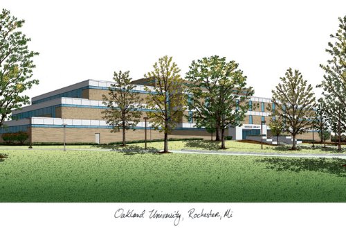 【中古】【未使用・未開封品】キャンパスイメージ」Oakland University」リトグラフ印刷｜AJIMURA-SHOP