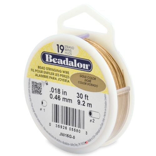 【中古】【未使用・未開封品】Beadalon 19-Strand Bead Stringing Wire, 0.018-Inch, Gold Color, 30-Feet by Beadalon