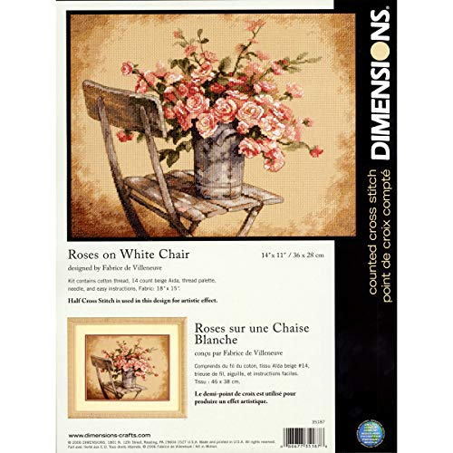 【中古】【未使用・未開封品】Dimensions Needlecrafts Counted Cross Stitch Roses On White Chair