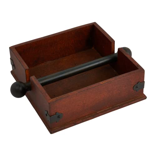 【中古】【未当て嵌める・未開封品】Creative Co-op CG0232 Square Wood Napkin Holder with Metal Bar, 9.5-Inch, Brown by Creative Co-op 家電-その他