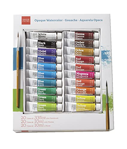 【中古】【未使用・未開封品】Savior-Faire The French School Opaque Watercolor Gouache Tube Sets set of 20 in case with brush by Savior-Faire