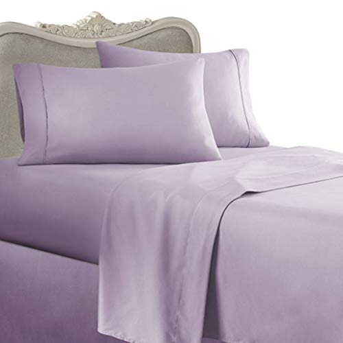 【中古】【未使用・未開封品】Egyptian Bedding クイーン 600スレッドカウント 寝具 8点 バッグ入り - ラベンダー 無地 シーツ、掛け布団、ダウン掛け布団|AJIMURA-SHOP