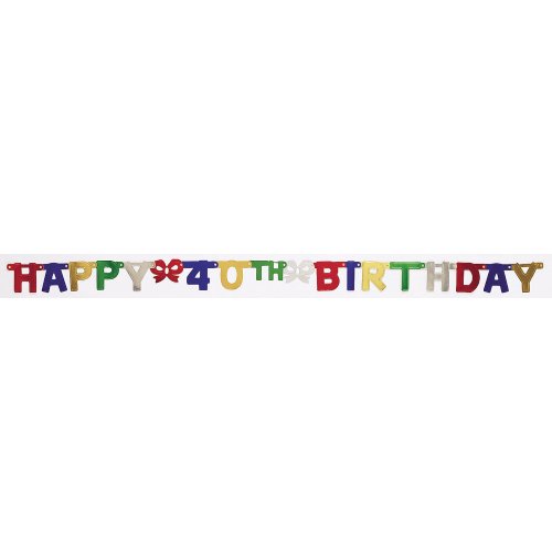 【中古】【未使用・未開封品】Creative Converting Happy 40th Birthday Jointed Banner - 12 Count