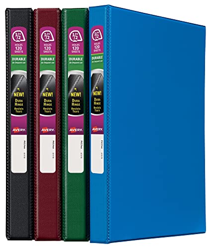 【中古】【未使用・未開封品】Avery 丈夫な3リングバインダー 0.5インチ 傾斜リング カラー(ブラック、ブルー、マルーン、グリーン) 各種バインダー1個 (11058)