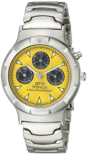 【中古】【未当て嵌める・未開封品】Gino Franco Men \u0027s 980yl Roundステンレス鋼スチール写真多役立つこと腕輪ウオッチ