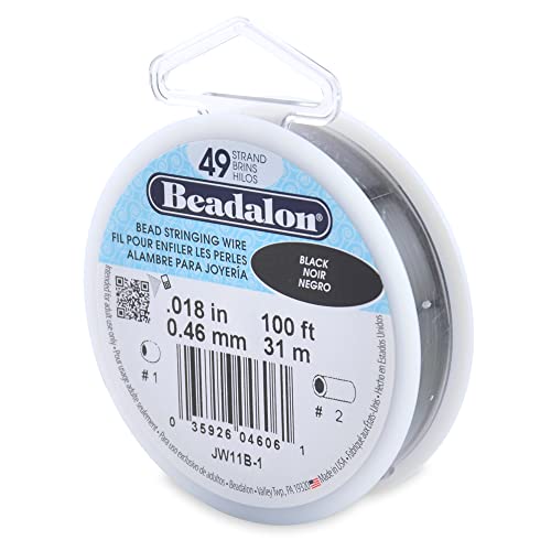 【中古】【未使用・未開封品】Beadalon 49ストランド 0.018インチ (0.46mm) 100フィート (30.5m) ブラックビーズストリングワイヤー｜AJIMURA-SHOP