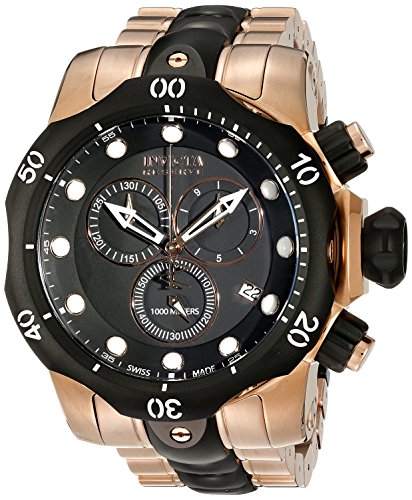 【中古】【未当てはめる・未開封品】Invicta Men\u0027s 5728 Reserve Collection Black Ion-Plated and Rose Gold-Tone Chronograph Watch