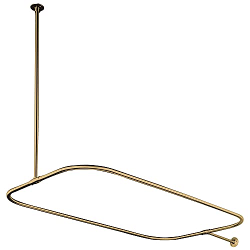 【中古】【未使用・未開封品】Kingston Brass CC3152 Rectangular Shower Rod for Clawfoot Tub, Polished Brass by Kingston Brass [並行輸入品]