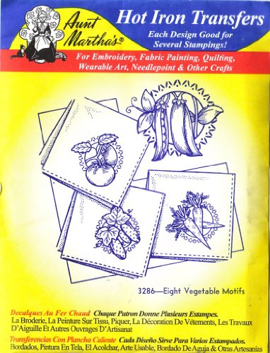 【中古】【未使用・未開封品】Eight Vegetable Motifs Aunt Martha's Iron Embroidery Transfer by Aunt Martha's