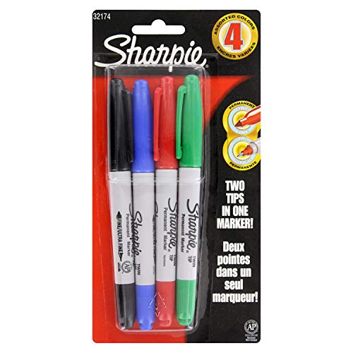 【中古】【未使用・未開封品】Sharpie 32174PP Twin Tip Permanent Markers, Fine and Ultra Fine, Assorted Colours, 4 Count