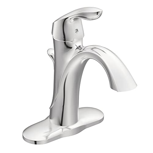 【中古】【未当て嵌める・未開封品】Moen 6400 Eva 一手持ち部分 シングル大広間 バスルームシンク水道の栓 オプションデッキプレート付き添い人 クローム