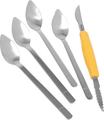 【中古】【未当て嵌める・未開封品】Trudeau Stainless Steel Grapefruit 5-Piece Set, Yellow by Trudeau