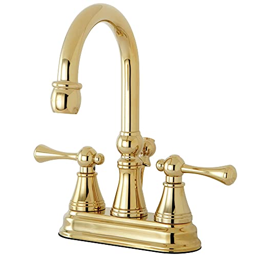 【中古】【未当て嵌める・未開封品】Kingston Brass KS2612BL ヴィンテージ 4in 真っただ中書き割り 洗面所水道の栓 金管楽器ポップアップ付き添い人 光輝金管楽器